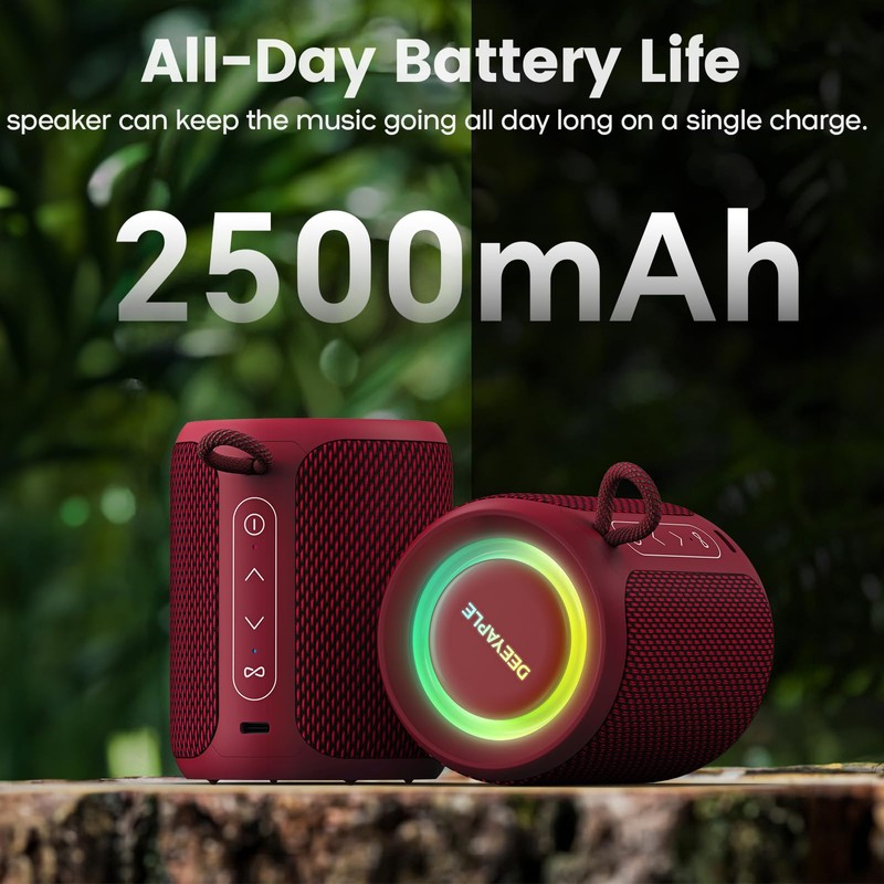 Deeyaple Portable Bluetooth Speaker, IP67 Waterproof Mini Bluetooth Speaker Wireless