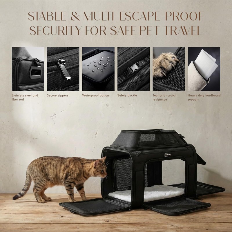 Top-Expandable Pet Carrier with Treat Pet Window,17x11x9.5 Airline Approved