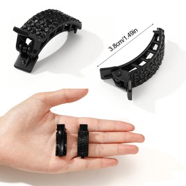 CWJCYTNSN Small Hair Clips - 10 Pcs No-Slip Glitter Tiny Hair Clips with Teeth Rhinestone Mini Hair Accessories for Women Girls, Black