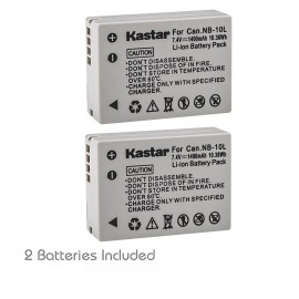 Kastar NB-10L Battery for Canon PowerShot G1 X G3 X G15  G16, SX40 HS, SX50 HS, SX60 HS