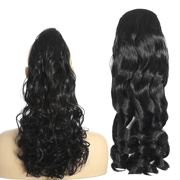YUDAOHAIR 14 Inch Ponytail Extension Black Freedom Curl Clip In