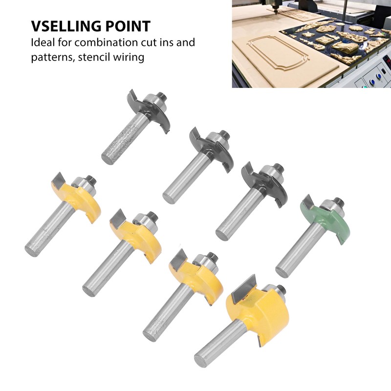 8Pcs Router Bit Groove Cutter Bit Set T Shape Wood