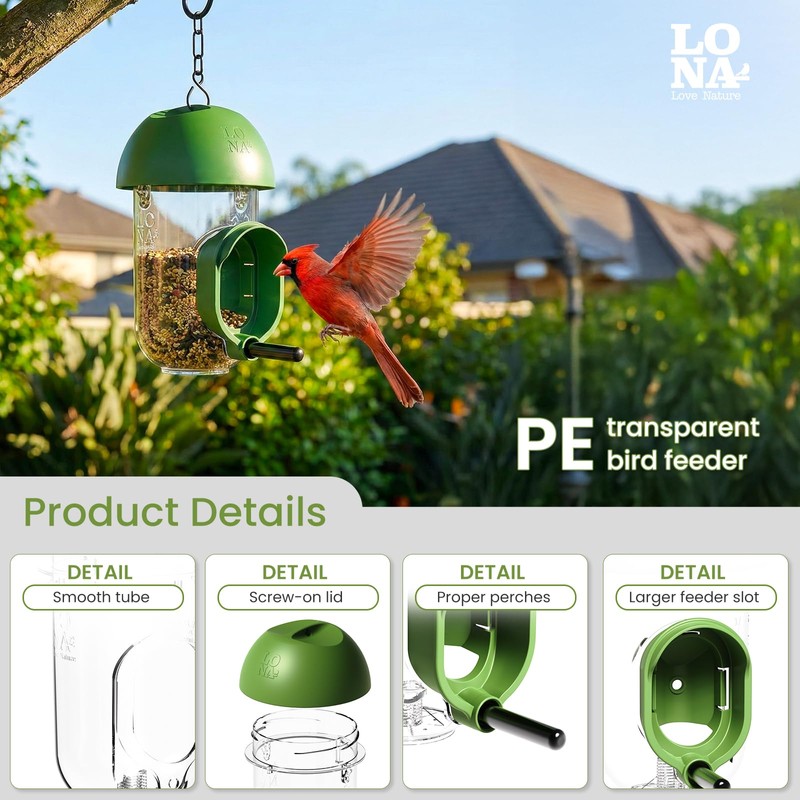 LONA Bird Feeders for Outdoors 2 Pack, Tube Birds Feeder