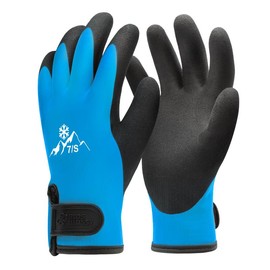 Heavy Duty Winter Gloves, Latex Fully Soaked, 100% Waterproof Gloves, Thermal Insulated Winter Dipped Gloves - Color: Blue, Size: XL, Pack: 1 pair