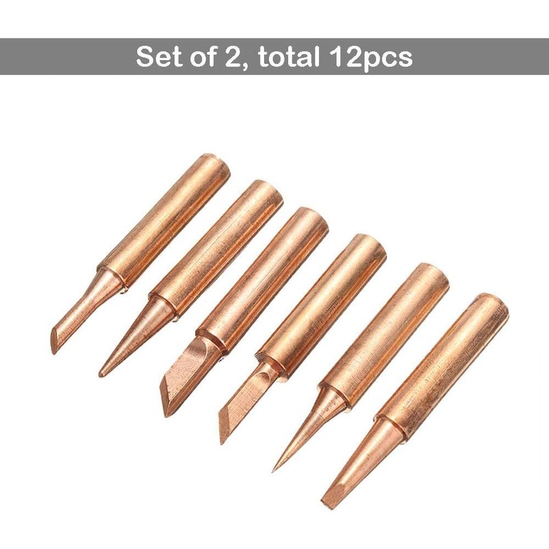 Bestgle 12 Pcs 900M-T Series Pure Copper Soldering Iron Tips