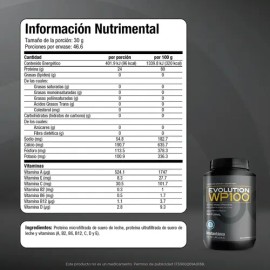 Evolution Wp100 Proteína de Suero de Leche, 0 Carbs Y 0 Grasas, Bote Natural De 1400g                                                                 