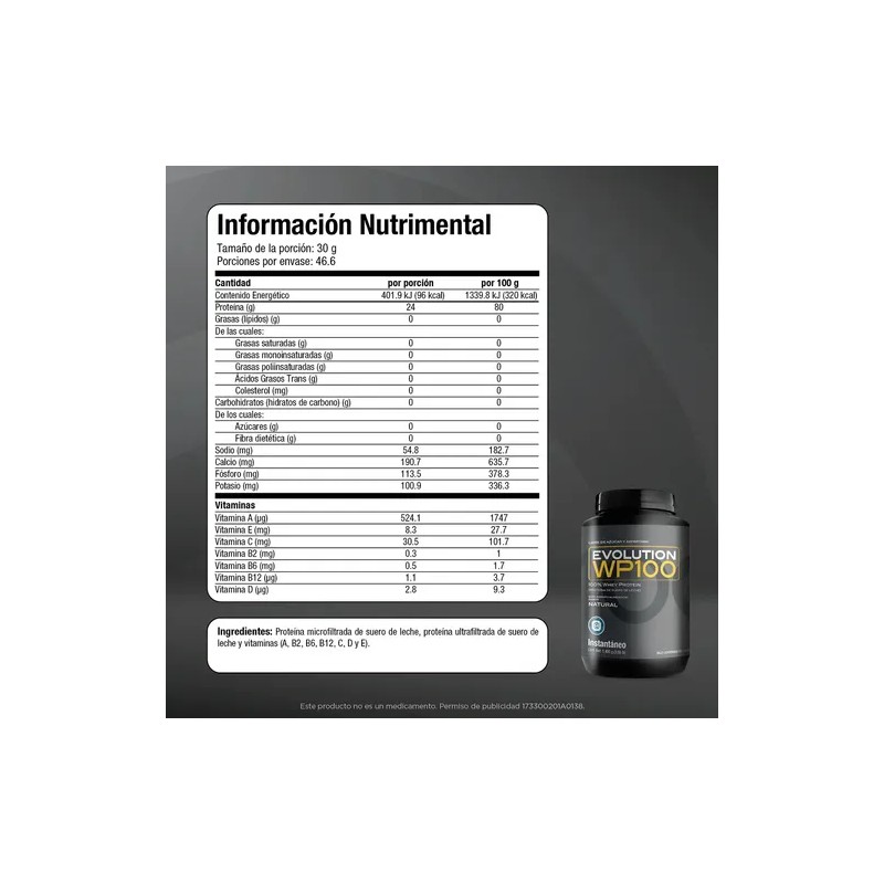 Evolution Wp100 Proteína de Suero de Leche, 0 Carbs Y