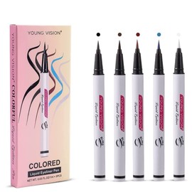 Set Delineador De Colores Punta Fina Larga Duración 5pz Delineador líquido Colorido Con Punta De Fieltro Eyeliner Lápiz de Ojos Resistente al Agua de Larga duración