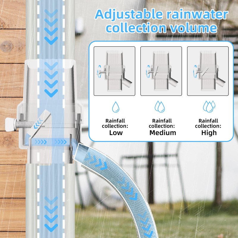 KMJETNIVY Rainwater Collection System,for 2"X3"Downspout Diverter with Adjustable Collection Capacity,