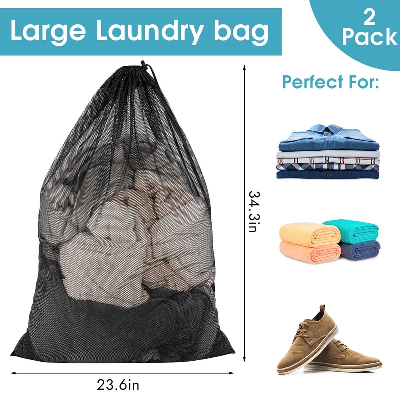 2 Pack Mesh Laundry Bags, 23 x 34 Inches Heavy