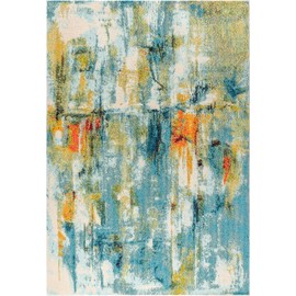 JONATHAN Y CTP100A-8 Contemporary POP Modern Abstract Waterfall Blue/Cream 8 ft. x 10 ft. Area-Rug, Bohemian, Easy-Cleaning, for Bedroom, Kitchen, Living Room, Non Shedding