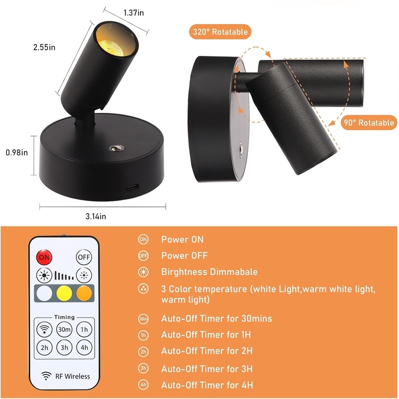 MIOBLUE Spot Lights Indoor with Remote Up Lights Indoor, Wireless