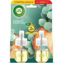 Air Wick Duftstecker Nachfüller – Duft: Eukalyptus & Zedernholz – Holziger Raumduft für die Steckdose – 2x 19ml Duftölflakon-Nachfüller