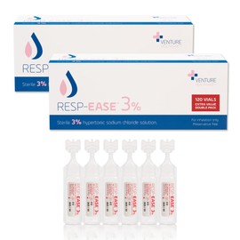 Resp-Ease® 3% Sterile Hypertonic Saline Solution for Inhalation via Nebuliser - Helps Clear Airways and Congestion from Lungs (2 Boxes (480ml))
