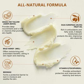 Beef Tallow for Skin, Beef Tallow & Honey Balm, Face & Body Moisturizer 5oz