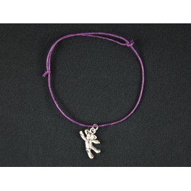 Teddy Bracelet Dangle Pendant Miniblings Luck Bracelet Cord Adjustable Purple Silver