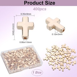 SOFPLATE 1 Box 400Pcs Cross Spacer Beads Gold Cross Charm Bead Bulk Plastic Crucifix Crosses Big Hole Holy Easter Mini Charms Beads for jewellery Making Beading Pendants Necklaces Earrings DIY Crafts