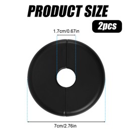 2pcs Wall Split Flange, Self-Adhesive Escutcheon Plate for Buckle 17mm Water Pipes ABS Round ​Hole Plumbing Floor Ceiling Cover Plates for Faucet Kitchen Toilet Decorative (Black)