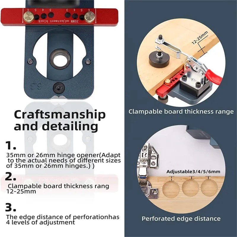 35 mm Hole Punch, Hinge Gauge, Pot Hinge Drill, Hinge