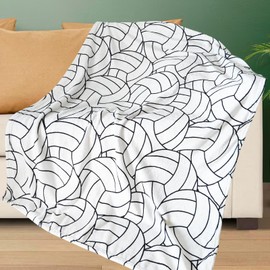 Niopos Volleyball Blanket Volleyball Gifts for Girls Teens Volleyball Stuff Lovers Team Gifts White Volleyball Fleece Blankets Girls Women (Light Black and White, 40x50 inch, Volleyball-Stripe)