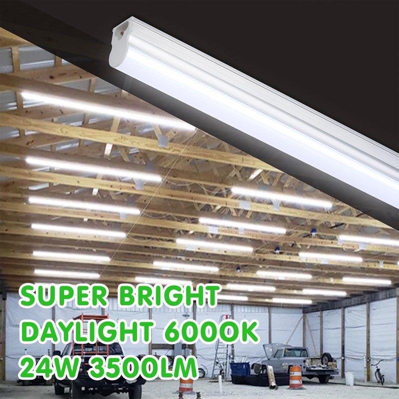 (6 Pack) LED T5 Integrated Single Fixture, 4FT 2400lm, 6500K