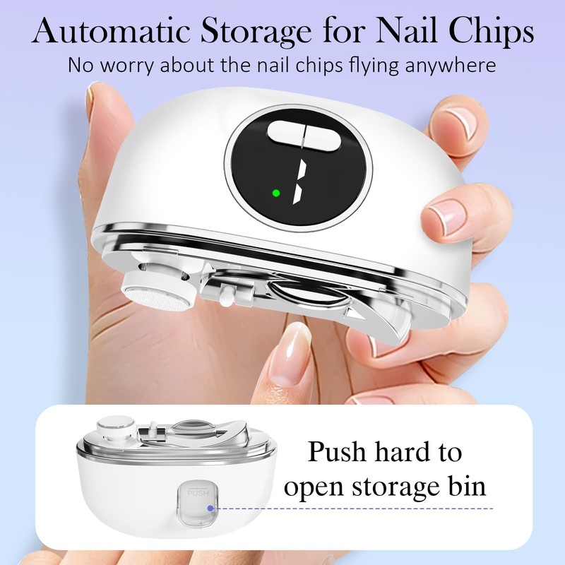 YunLuna 3-in-1 Electric Nail Clippers with Light Safe for Baby