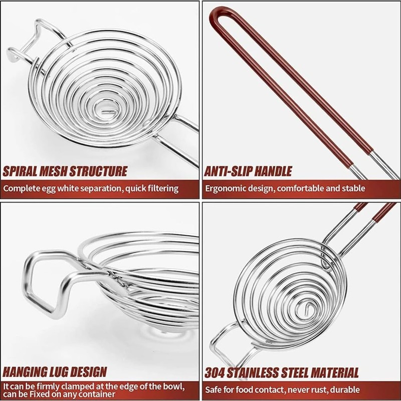 Pack of 2 Egg Separators, Egg Yolk Separator, 304 Stainless