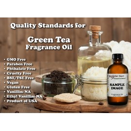 Green Tea Fragrance Oil - 4 oz - Supplied in 4 oz. Amber Glass Bottle with Black Phenolic Cone Lined and Safety Sealed Cap