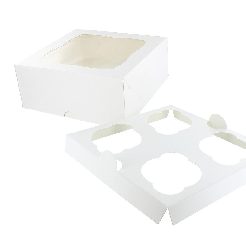 Culpitt 4 Hole Cupcake Box, 5 Pack, White Cupcake Boxes