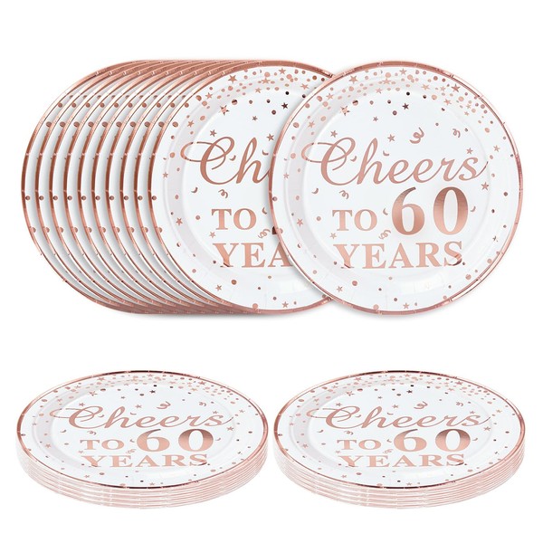 SietDESEO 50 PCS Cheers to 60 Years Paper Plates with
