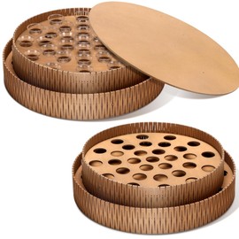 2 Sets of Wooden Communion Tray with Lid for Churches Set Wood Stackable Round Communion Trays Set Churches with Cover for Baptism Church Family Wedding, 2 Sizes