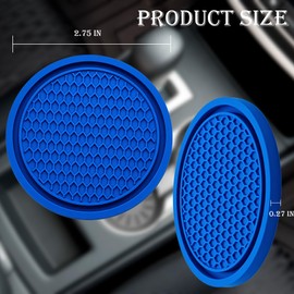 MEAJOO 2PCS Car Cup Holder Coaster, Universal Auto Non-Slip Cup Holder Coaster, 2.75In Universal Non-Slip Recessed Car Interior Accessories (Blue)