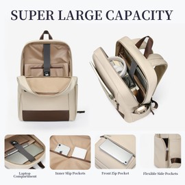 GOLF SUPAGS Backpack Women's Men's Daypack Anti-Theft Bag Elegant School Backpack City Backpack Laptop Backpacks for 15.6 Inch University Office Leisure Work School Apricot