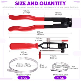 Swpeet CV Joint Boot Clamp Pliers Kit - 10Pcs Ear Boot Tie Pliers, Car Band Tool Kit, Automotive Hose Axle Plier for Most Cars