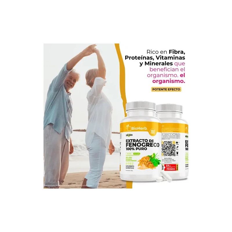BioHerb | Fenogreco Extracto 100% Puro (360 Capsulas 500mg) [Potente