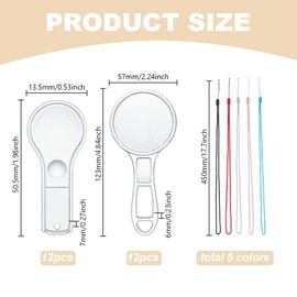 arricraft 12 Pcs 2 Styles Mini Handheld Magnifying Glass with Nylon Strap, Small Plastic Portable Reader Mini Handheld Lens Bulk for Indoor Outdoor Students Elderly Reading Adventure Observation