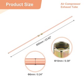 uxcell Air Compressor Exhaust Tube, 3/8" Thread Dia 23" Length Hex Nut Aluminum Tube Air Tube Compressor Hardware Accessories Replacement Parts(Flared Mouth)