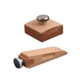 2pcs Hand Sanding Block,Wooden Sandpaper Block Set,Square Bevel Wedge Hand Sanding Block,for DIY Leather Craft Accessories