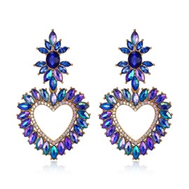 BriLove Bridal Wedding Earrings for Brides Bridesmaid, Women's Gorgeous Heart-Shaped Marquise Crystal Rhinestone Drop Dangle Statement for Party Prom