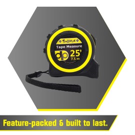 Bullseye 25 Ft Tape Measure with Magnetic Hook - Double-Sided Tape Measures with Imperial & Metric Measurements - Retractable Measuring Tapes with Fractions by Daily Living Products