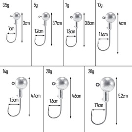 Alwonder 10pcs Jig Heads Hooks Sharp Hooks for Soft Lure Fishing for Bass Trout Freshwater Saltwater Jig Head in Different Weights for Choice 20g