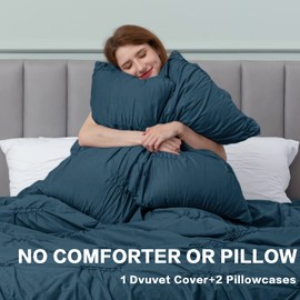 greenoak 100% Egyptian Cotton Pinch Pleated Queen Bedding Comforter Duvet Cover Sets, 1000 Thread 3 Pcs Ultra Soft Cotton Comforter Cover with Pillowcase (1 Duvet Cover + 2 Pillow Cases)