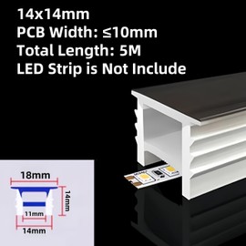 KSDLMPA 16.5Ft/5M Spotless Silicone LED Channel System with Flange, Wear Free Recessed Flexible Tube Black Cover for 10mm LED Strip Light Wall Ceiling Decor (14x14mm, LED Strip not Included)
