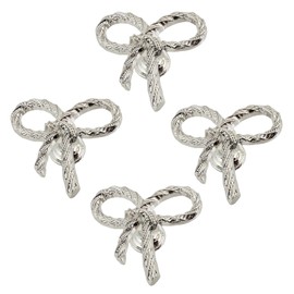 FL-WITHYOU 4PCS Bow Drawer Knobs,Zinc Alloy Cabinet Handle with Screws,for Kitchen Bedroom Furniture (Silver)