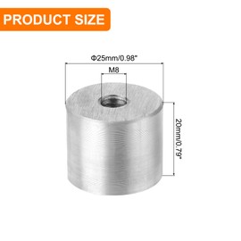 uxcell M8 Thread 25mm Diameter 20mm Thick Round Shape Aluminum Disc Set of 4, Glass Table Top Aluminum Circle Disc Adapter with Anti-Slip Rubber Ring for Glass Table Tea Tables