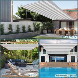 ECOOPTS 7'x21' Sun Shade Sail Rectangle Canopy Cover for Outdoor Patio Pergola Backyard Garden 180GSM HDPE Fabric 95% UV Blockage (Gray White)