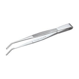 TRUSCO TSP-22 Stainless Steel Tweezers, Large, 4.9 inches (125 mm), Curved, With Grooves