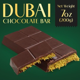 Dubai Chocolate Bar, 7oz Pack of Kunafa Pistachio Chocolate Bar, Perfect Chocolate Gift for Birthdays or Corporate Gifting, Premium Flavor Crafted for Chocolate Lovers
