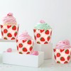 JarThenaAMCS 100Pcs Strawberry Baking Cups Pink Red Strawberry Flower Cupcake