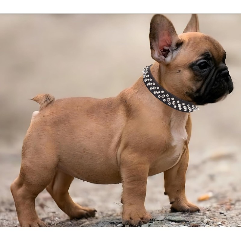 Serijoars Spiked Dog Collar Soft Pu Leather Mushrooms Rivet Spike